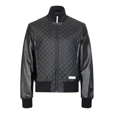 Balmain Black Main Lab Faux-leather Bomber Jacket