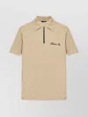 Balmain Zip Collar Short Sleeve Polo In Brown