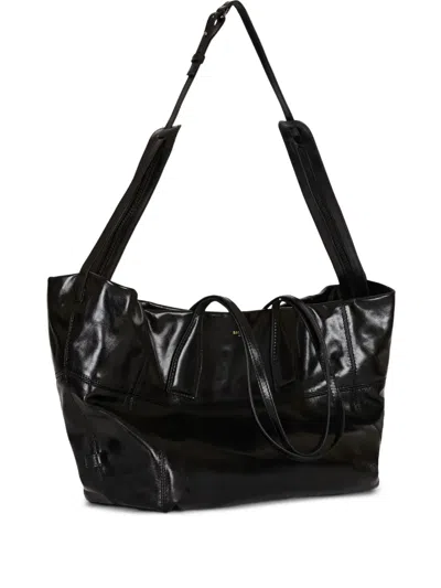 Balmain Zip-detail Leather Tote Bag In Black