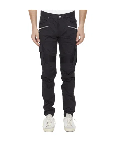 Balmain Dark Wash Tapered Fit Cargo Jeans 17cm In Black