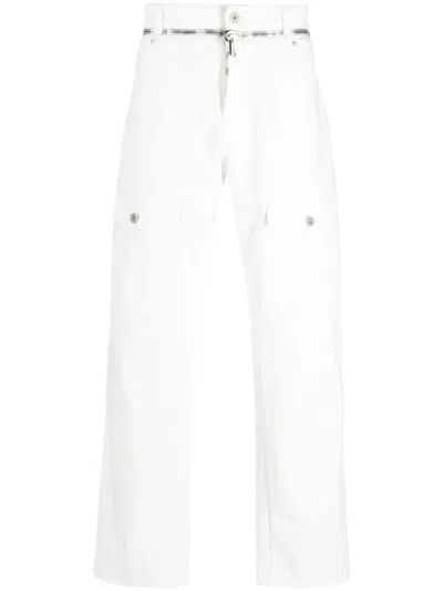Balmain Straight Fit Cargo Jeans With Zip Detail 22cm In White
