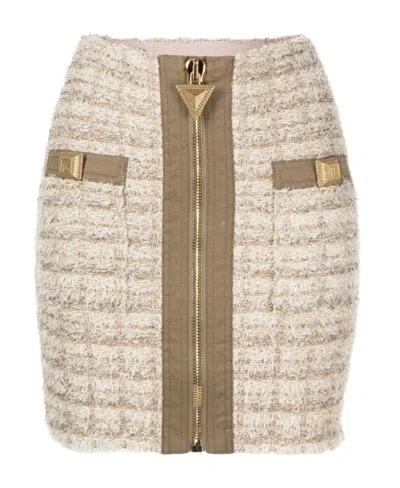 BALMAIN BALMAIN HIGH WAIST TWEED MINI SKIRT