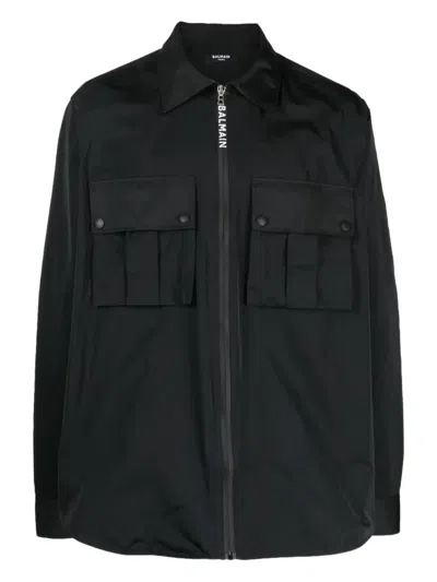 Balmain Zip-fastening Utility Shirt In Black