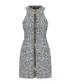 Balmain Zip-front Tweed Mini Dress In Gray