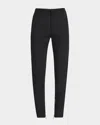 Balmain Zip-hem Satin-stripe Slim-leg Grain De Poudre Pants In Blackblack