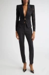 Balmain Zip Hem Slim Fit Wool Grain De Poudre Pants In Black