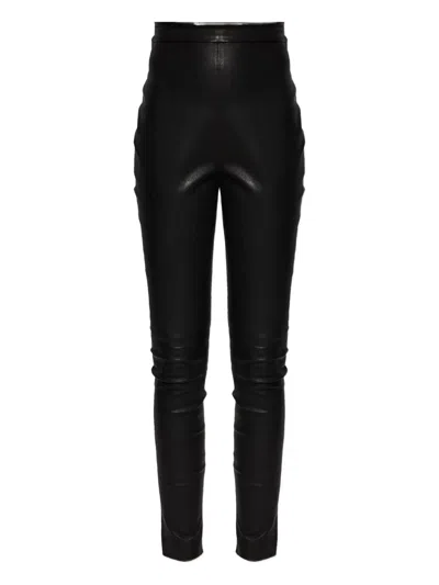 Balmain Zip Leather Trousers In Black