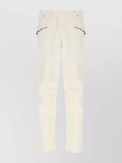 Balmain Biker Mid-rise Slim-fit Jeans In White