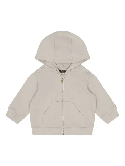 Balmain Babies' Zip-up Hoodie In Gray