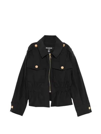 Balmain Kids' Zip-up Jacket In Black