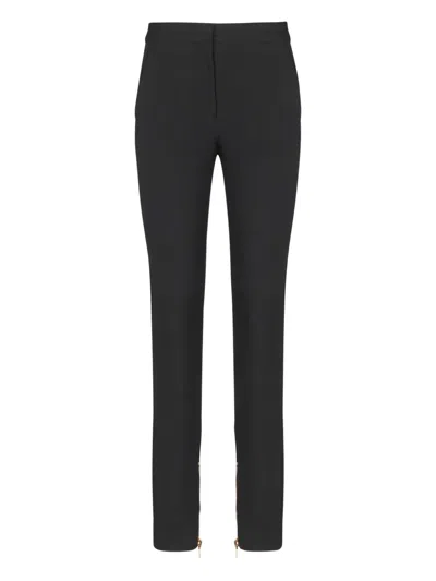 Balmain Zipped Slim-fit Grain De Poudre Trousers In Black