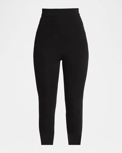 Balmain Zipped Jersey Stirrup Leggings In Black