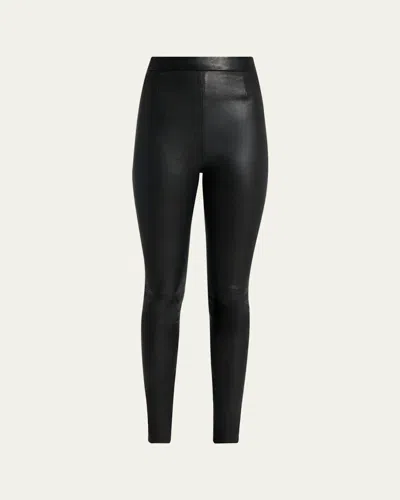 Balmain Zipped Leather Leggings In Black