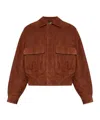 Balmain Suede Flap-pocket Jacket In Brown