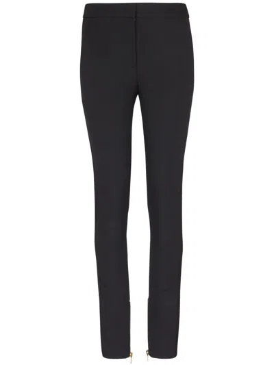 Balmain Zipped Satin Slim Pants In Black