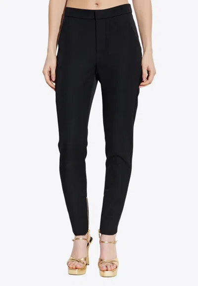 Balmain Zipped Slim-fit Grain De Poudre Pants