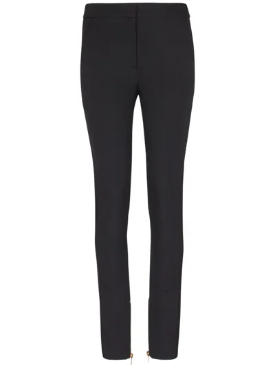 Balmain Women's Zipped Satin Slim Pants In Black