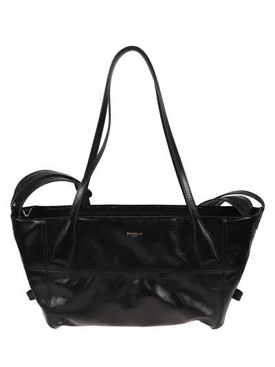 Balmain Zipped Tote Sm In Black