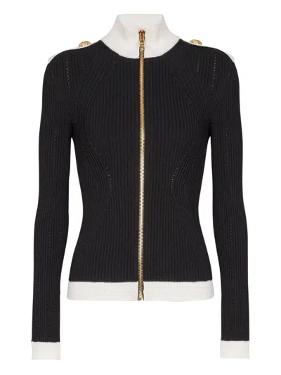 Balmain Zipped Turtleneck Knit Cardigan Clothing