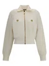Balmain Batwing Zipped Tweed Bomber Jacket Clothing In White
