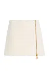 Balmain Zipped Tweed Mini Skirt In Neutral