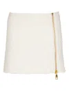 Balmain Tweed-minirock Mit Reissverschluss In White