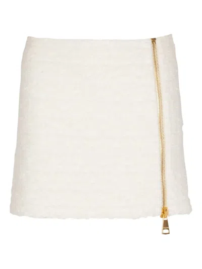 BALMAIN ZIPPED TWEED MINI SKIRT