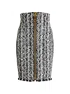 Balmain 투톤 트위드 지퍼 스커트 In Black
