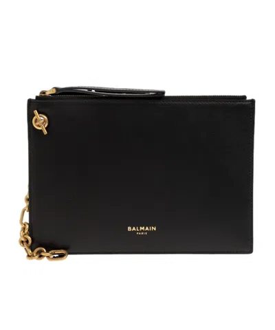 Balmain Zipper Clutch In Black