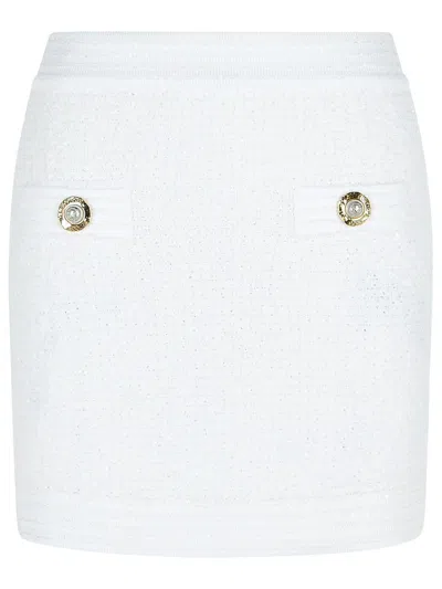 BALMAIN BALMAIN BUTTON EMBELLISHED TWEED MINI SKIRT