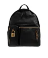 Balmain Padlock-detail Leather Backpack In Black