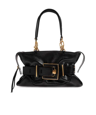 Balmain Zippered Shoulder Bag In Black