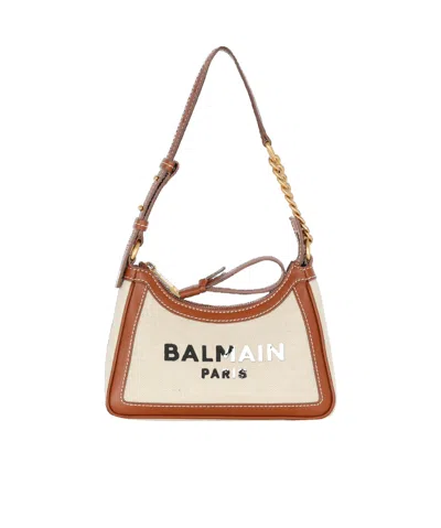 Balmain Zippered Shoulder Bag In Brown