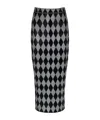 Balmain Stretch Silk Rhinestone Midi Skirt In Black