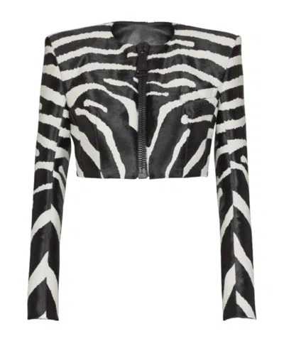 Balmain Zippered Zebra Print Casual Jacket In Multi