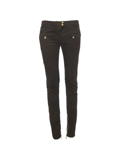 Pre-owned Balmain Zip-pockets Skinny Jeans In Black