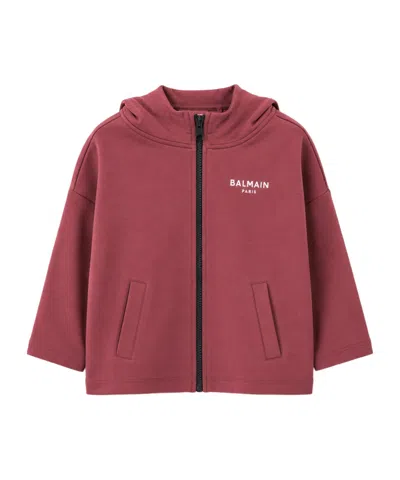 Balmain Kids' Zip-up Hoodie In Red