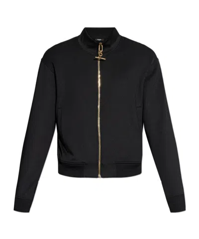 Balmain Zip-up T-bar-detail Track Jacket In Black