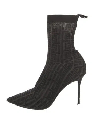 Pre-owned Balmain Zucca Ff Logo Pumps In Black