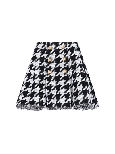 Balmain -inspired Cotton-blend Mini Skirt For Women In Black