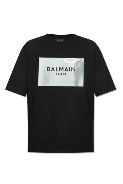 Balmain Logo Detailed Crewneck T-shirt In Black
