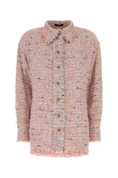 Balmain -style Textured Tweed Shirt For Women In Multicoloured