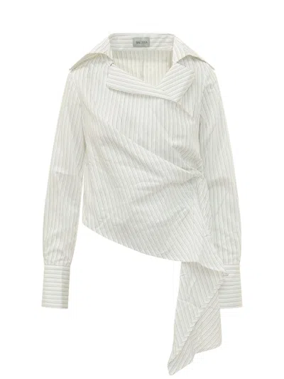 Balossa Asymmetrical Draped Shirt With Wide Collar In White