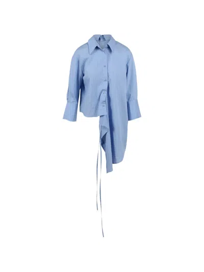 Balossa Chiara Asymmetric Pinstripe-pattern Shirt In Blue