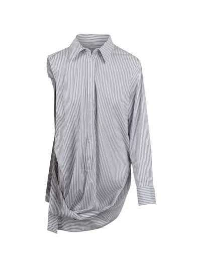 Balossa Jadore Asymmetric Striped Shirt In Gray