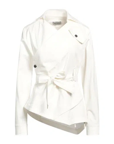 Balossa Woman Overcoat & Trench Coat Ivory Size 6 Cotton, Elastane In White