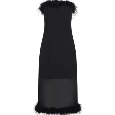 Balou Black Womens Ostrich Feather Trimmed Dress