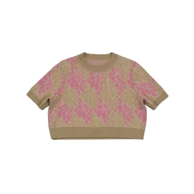 Balou Pink / Purple Womens Floral Knit Top In Pink/purple
