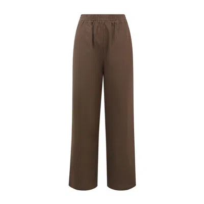 Balou Women's Brown High Waist Linen Trousers Chocolate