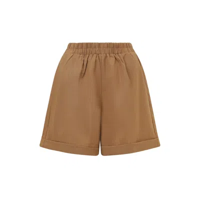 Balou Women's Brown High Waist Shorts Caramel